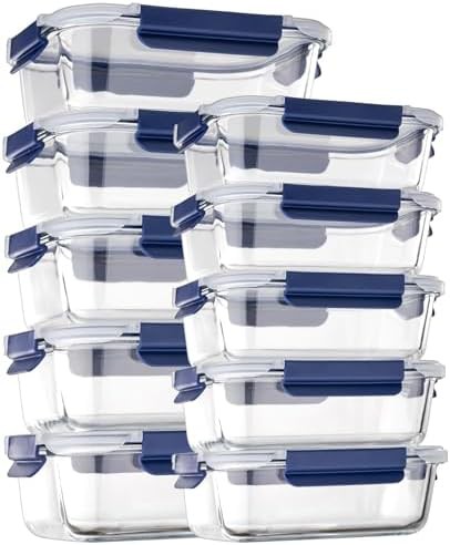 Rectangular glass bento box storage set