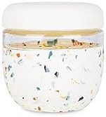 Terrazzo cream glass seal tight container