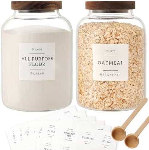 Clear glass pantry canisters with wood lids 70 oz