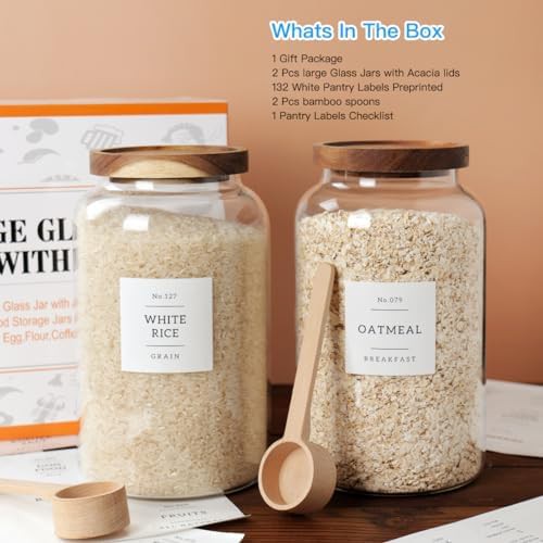 Large glass storage jars with bamboo lids 98 oz — photo 5