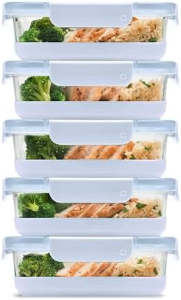 Halogen blue glass meal prep large set