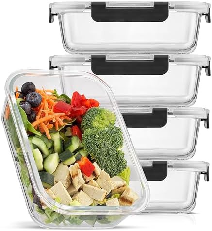Single compartment glass lunch container set