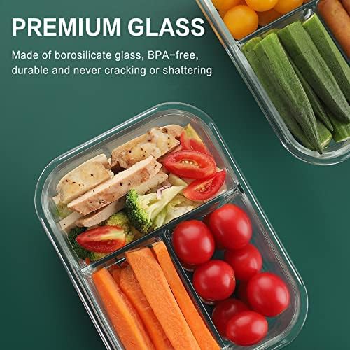 8 pack 36oz 3 compartment borosilicate glass containers — photo 5