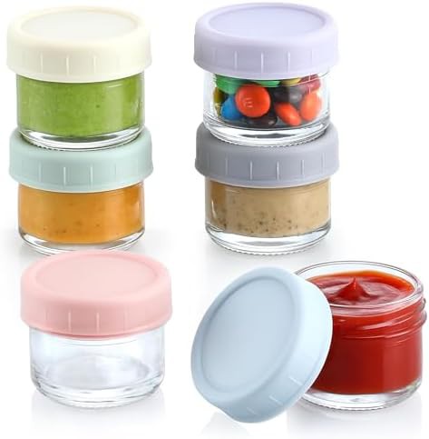 Small glass sauce cups with locking lids