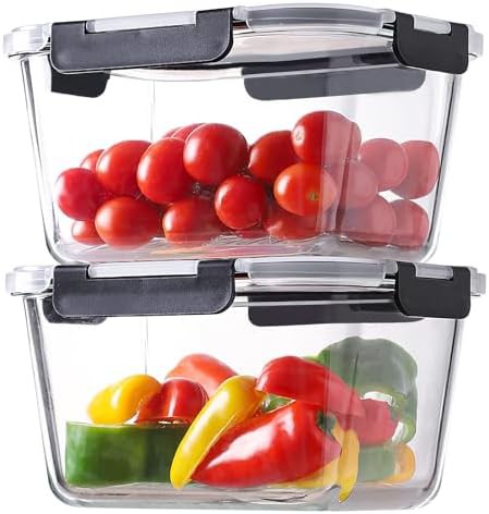 4 pieces 63oz large glass leftover containers
