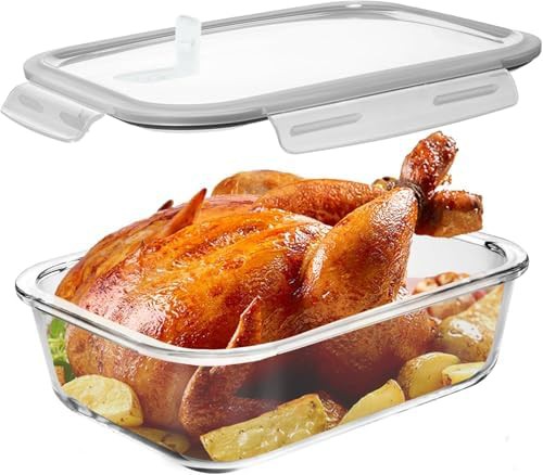 Oversized rectangular glass casserole and storage dish