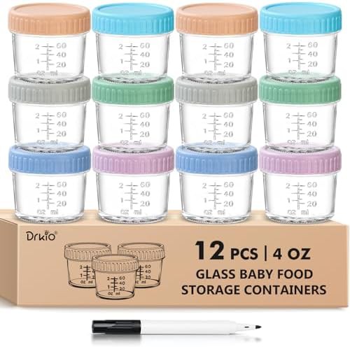 Twelve pack of glass baby food containers
