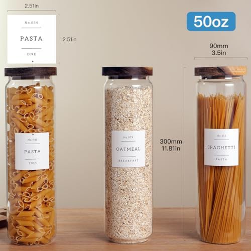 Tall glass pantry jars with acacia lids — photo 4