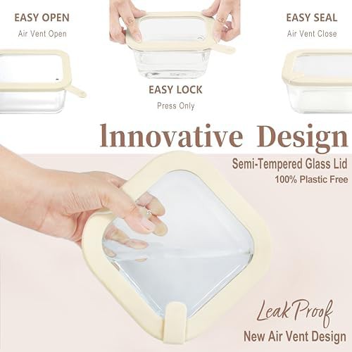 Square glass food storage containers four pack — photo 4