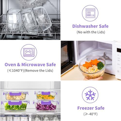 Purple round leak proof glass food containers — photo 4
