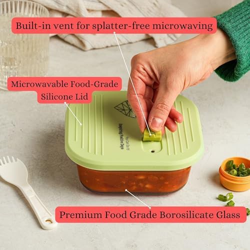 Green vented glass lunch container 3.25 cup — photo 4