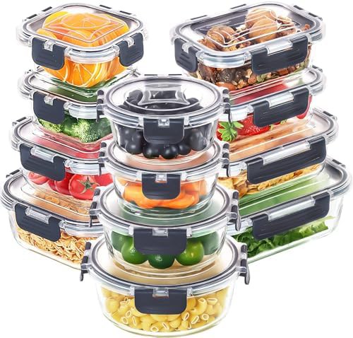 Twelve pack borosilicate glass lunch containers