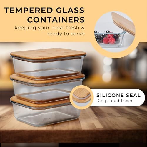 Stackable glass lunch containers with bamboo lids — photo 4
