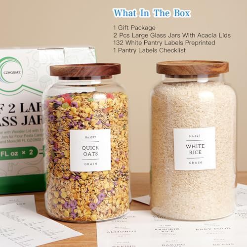 Large glass jars with acacia lids and labels — photo 5