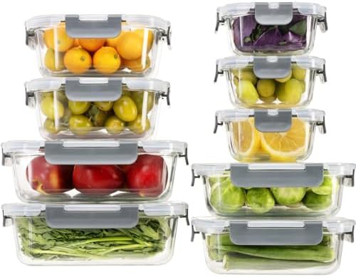 Square glass containers with locking lids