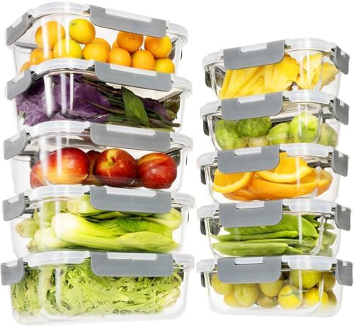 Rectangular airtight glass set 20 pieces