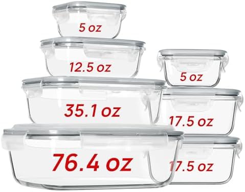 Extra large glass storage containers seven piece set