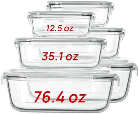 Extra large 76 oz glass storage with locking lids