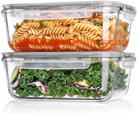 Large 63 oz glass storage with grey lids