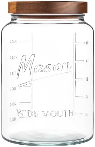 One gallon glass mason jar with wooden lid