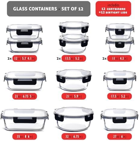 Glass meal prep containers with black lids — photo 3