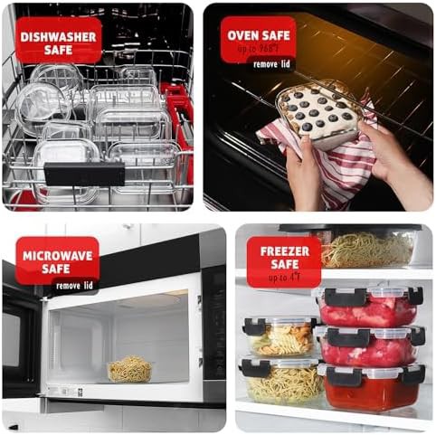 Glass meal prep containers with black lids — photo 4