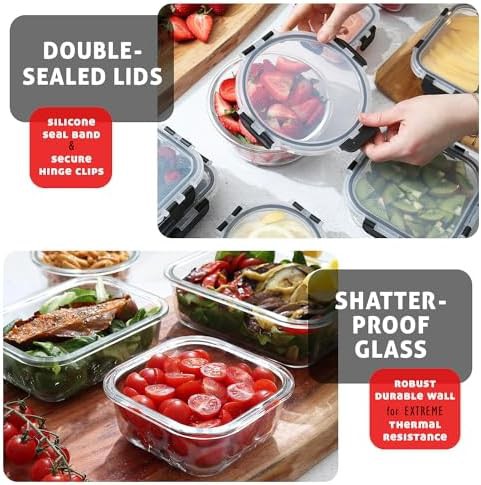 Glass meal prep containers with black lids — photo 5