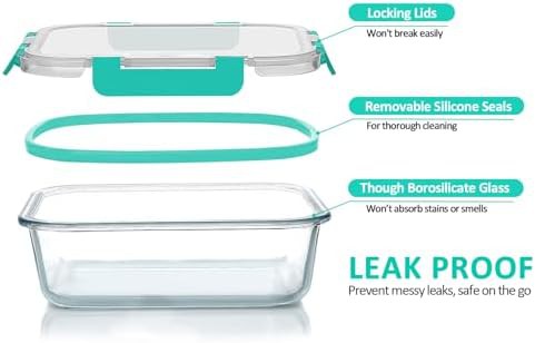 Green small glass food containers 10 pack — photo 3