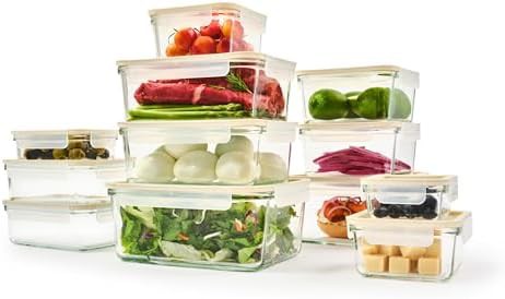 Anti slip lid glass meal prep set