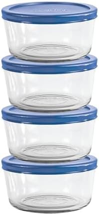 Two cup glass bowls with blueberry lids