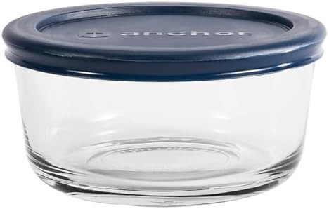 Two cup round glass with navy lids