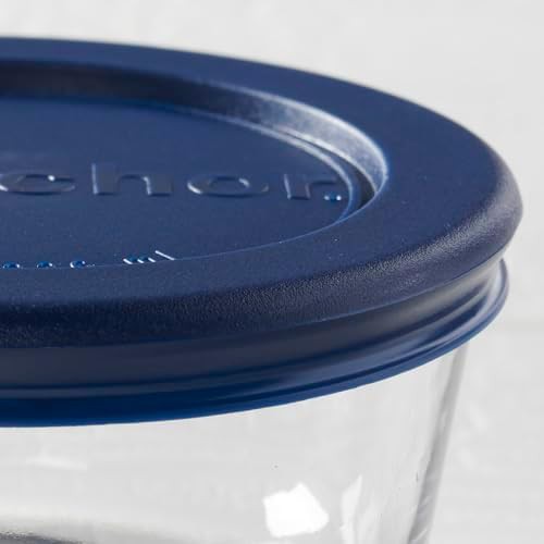 Two cup round glass with navy lids — photo 3