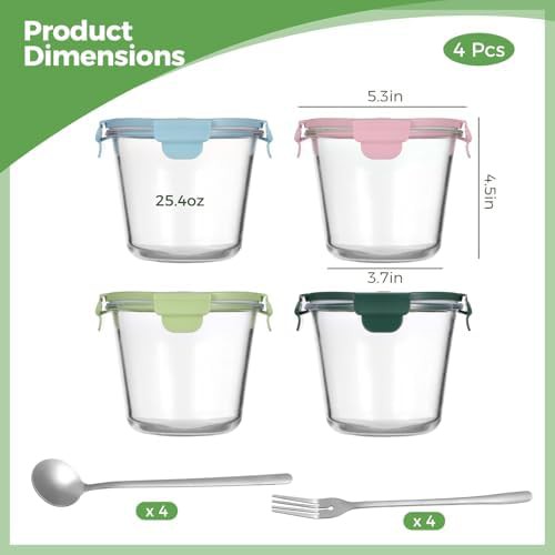 Round glass meal prep containers with pink lids — photo 4