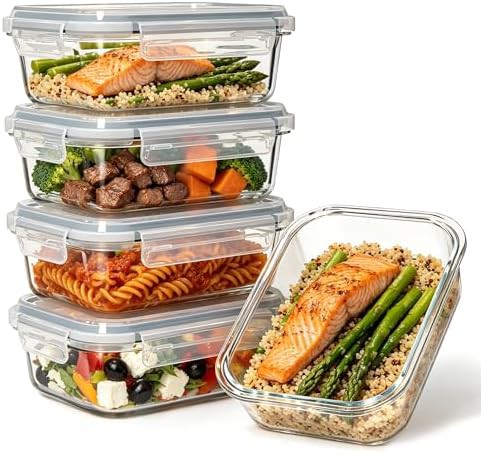 Five pack borosilicate glass lunch containers