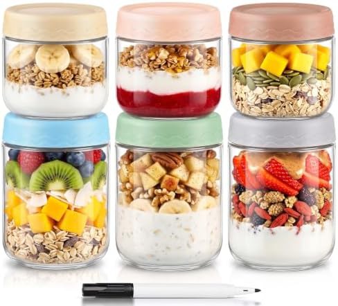 Mixed size glass jars for overnight oats