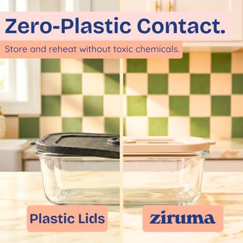 Beige glass lid meal prep containers four pack — photo 3