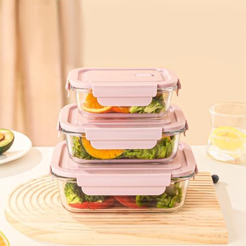 Pink glass meal prep containers with lids — photo 4