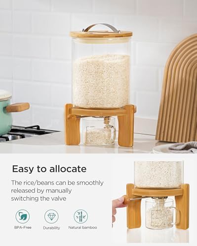 Glass rice dispenser with wooden stand 3L — photo 4