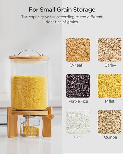 Glass rice dispenser with wooden stand 3L — photo 5