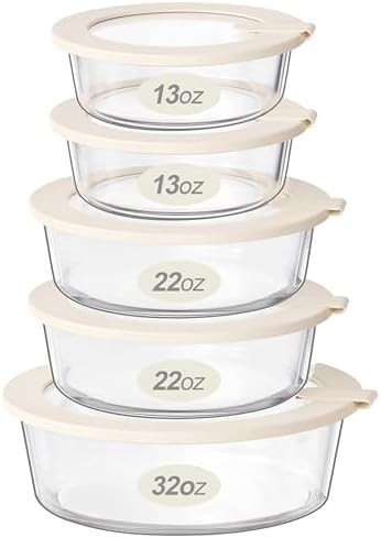 Square glass food storage containers five pack