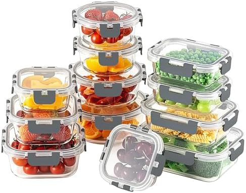 24 piece airtight leftover glass storage set