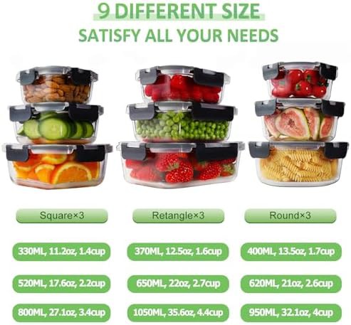 18 piece clear locking lid glass storage set — photo 3
