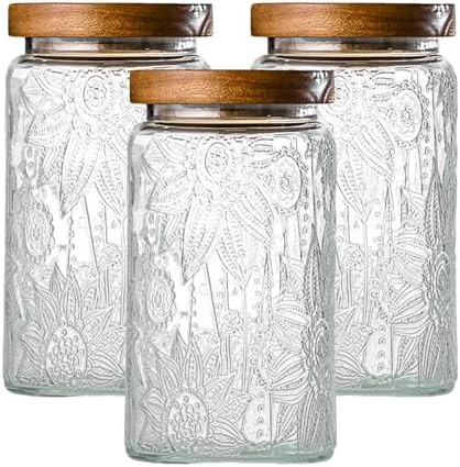 Set of three 32 oz glass pantry jars