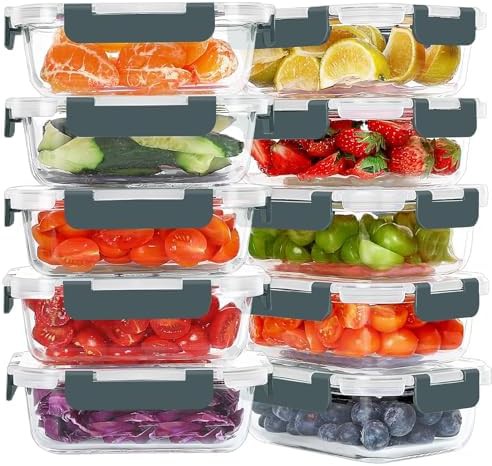 KOMUEE 10 packs 22 oz glass containers gray