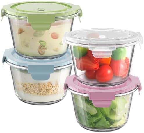 Stackable clear glass containers for leftovers
