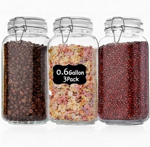 Three Pack Large Glass Jars with Clamp Lids