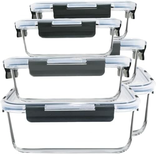 Extra large locking lid glass containers 6 pack