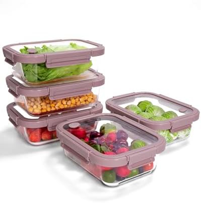 Pink glass meal prep containers with tempered lids