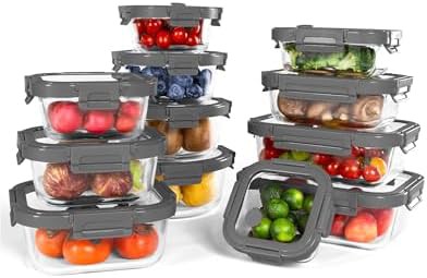 Multi-size gray glass containers with tempered lids