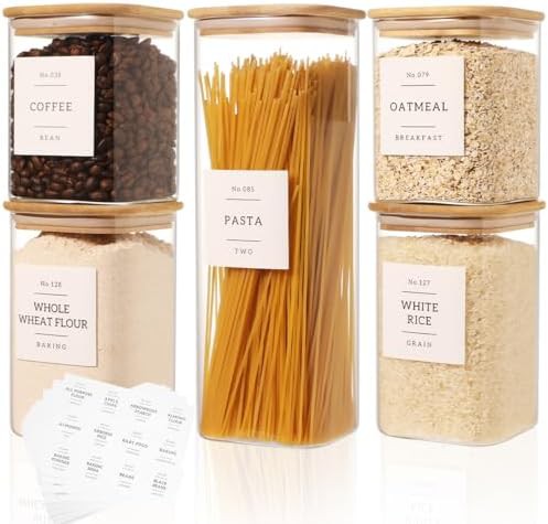 Tall square glass canisters for pasta